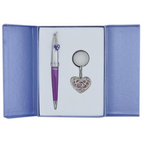 Набор подарочный "Miracle": ручка шариковая + брелок, фиолетовый
