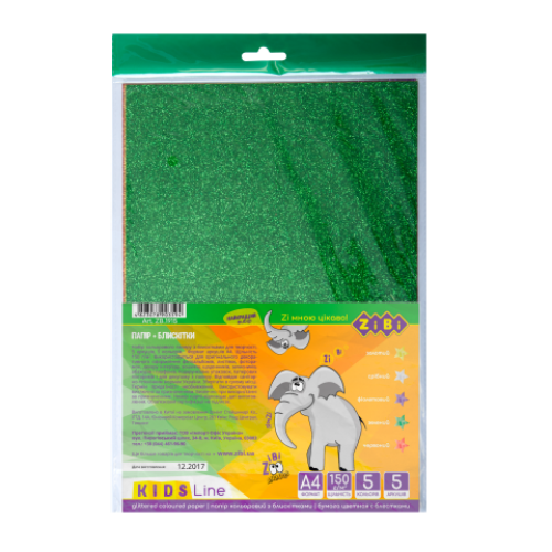 Набор цветной бумаги Glitter, 5 листов: 5 цветов