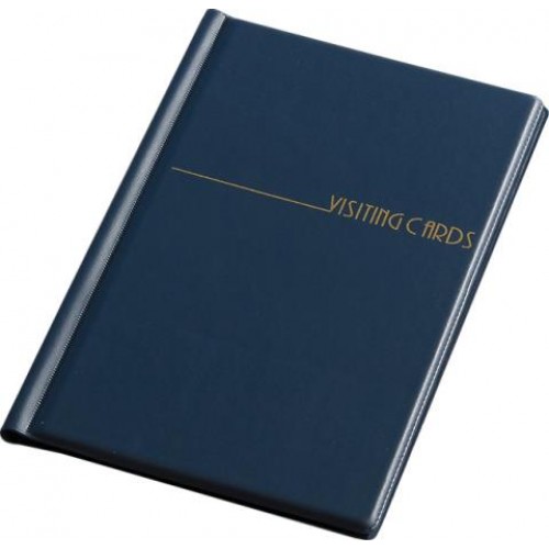 Визитница для 60 визиток, винил, темно-синяя
