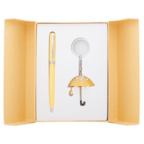 Набор подарочный "Umbrella": ручка шариковая + брелок, желтый