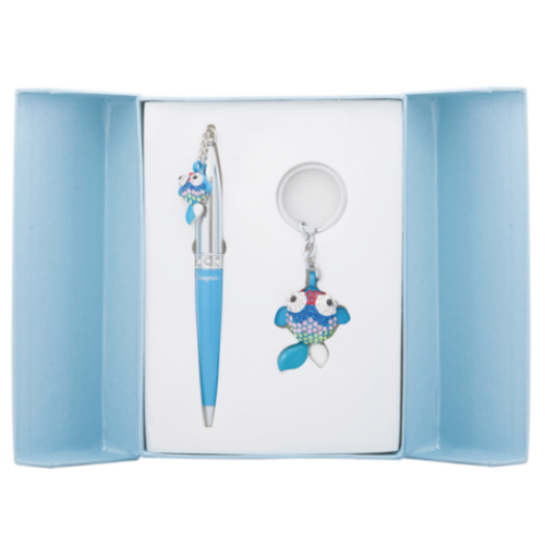 Набор подарочный "Goldfish": ручка шариковая + брелок, синий