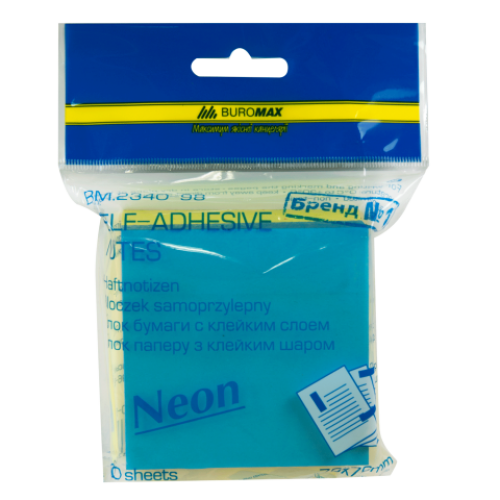 Блок для заметок NEON 76 x76мм, 300 листов, с клейким слоем