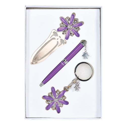 Набор подарочный "Star": ручка (Ш) + брелок + закладка, фиолетовый