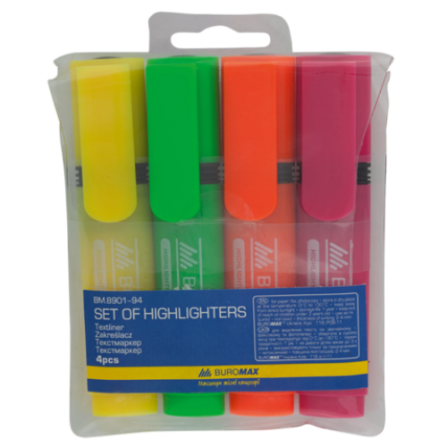 Комплект: 4 флуоресцентных текст-маркера