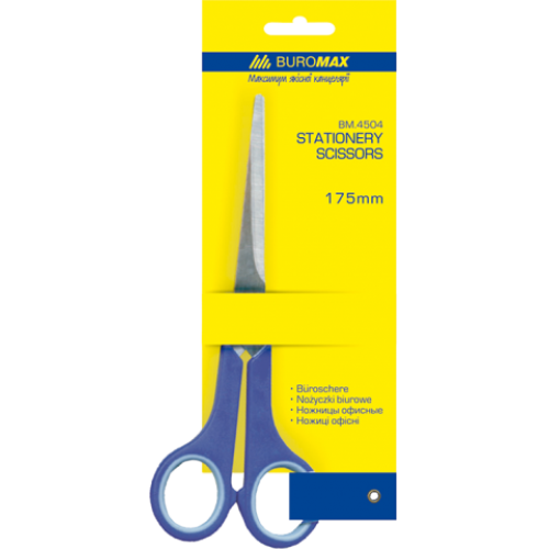 Ножницы с резиновыми вставками BUROMAX, 175 мм