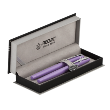 Комплект ручек (перо+роллер) в подарочном футляре P, фиолетовый