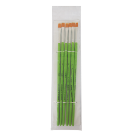 Кисть синтетика плоская №2, в блистере 6 шт