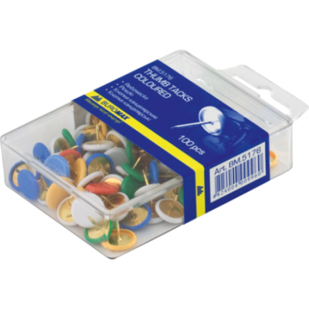 Кнопки цветные, пластиковое покрытие, 100шт.